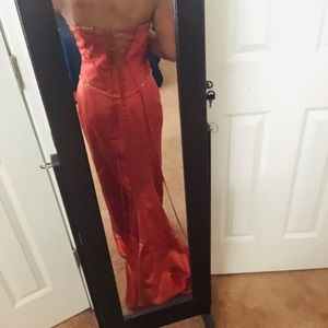 Bella Formals orange halter dress gown Venus sz 8